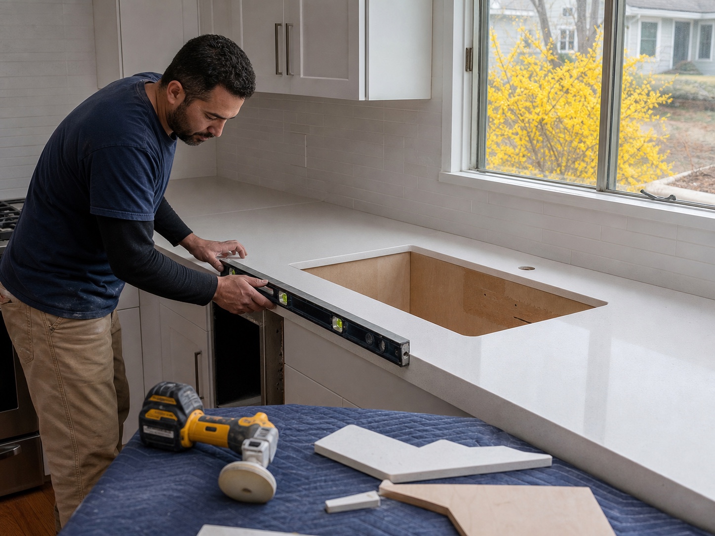 Quartz Countertop Installation in South Amboy, NJ by GT Stone and Cabinets Installation